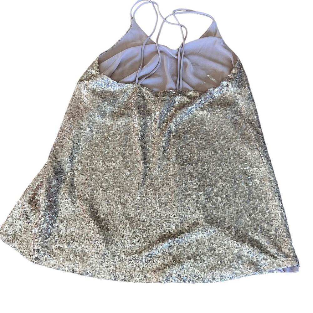 Shinestar Slip Sequin Dress Mini Strappy‎ V
Neck Tank Cami Rose Gold Large - Picture 11 of 11